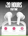 سماعات أذن لاسلكية Juiceairphones Go True، مدة تشغيل 5 ساعات، علبة شحن لاسلكية، صوت غني وواضح وقوي، أزرار تحكم متعددة الوظائف تعمل باللمس، بلوتوث 5، مقاومة للماء بمعيار IPX4 - أبيض