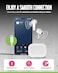 سماعات أذن لاسلكية Juiceairphones Go True، مدة تشغيل 5 ساعات، علبة شحن لاسلكية، صوت غني وواضح وقوي، أزرار تحكم متعددة الوظائف تعمل باللمس، بلوتوث 5، مقاومة للماء بمعيار IPX4 - أبيض