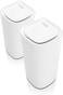 نظام Linksys Velop Pro WiFi 6E Mesh MX6202-KE ثلاثي النطاق - شبكة لاسلكية معرفية بسرعة 5.4 جيجابت في الثانية وتردد 6 جيجاهرتز - تغطية منزلية تصل إلى 550 مترًا مربعًا و200 جهاز - عبوة من قطعتين