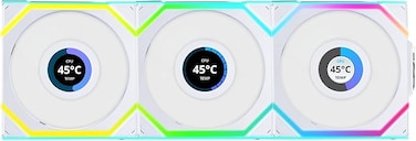 Lian Li UNI Fan SL-LCD Wireless 120-Triple Pack - Performance ARGB Fan, 1.6" LCD Display,Without Wireless Connector, Daisy-Chain Design, Customizable Lighting Effects, 400&times;400 Res.-White(12SLLCD1W3W)