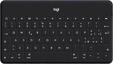 لوحة مفاتيح لاسلكية بلوتوث من لوجيتك Keys-To-Go لأجهزة iPhone و iPad والهواتف الذكية والأجهزة اللوحية و Android و Windows و Apple TV، فائقة النحافة وخفيفة الوزن، مزودة بمفاتيح اختصار
