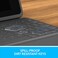 حافظة لوحة مفاتيح Logitech Rugged Folio - لجهاز iPad (الجيل السابع والثامن والتاسع) مع موصل ذكي ولوحة مفاتيح متينة مقاومة للانسكاب، لوحة مفاتيح ARA، لون جرافيت