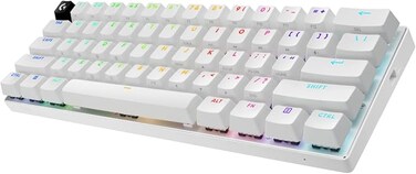 Logitech G Pro X 60 LIGHTSpeed Wireless Gaming Keyboard, Ultra Compact TKL 60% Mechanical Keyboard For Windows PC, LIGHTSYNC RGB, Dual-Shot PBT Keycaps, GX Optical Tactile Switches - White