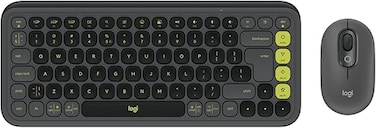 مجموعة Logitech POP ICON COMBO، لوحة مفاتيح وماوس بلوتوث، كتابة مريحة، مفاتيح وأزرار قابلة للبرمجة، نقرات هادئة، سهولة التبديل بين ما يصل إلى 3 أجهزة - لون جرافيت