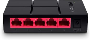محول سطح المكتب ميركوسيس MS105G ذو 5 منافذ جيجابت، سهل التوصيل والتشغيل، موفر للطاقة، أسود