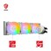 مبرد سائل MSI MAG CORELiquid E360 الأبيض لوحدة المعالجة المركزية - لوحة تبريد نحاسية كبيرة، مراوح ARGB Blockhead وFDB، كتلة تبريد ثنائية الحجرات، مشعاع ذو تدفق منفصل، يدعم تقنية Mystic Light