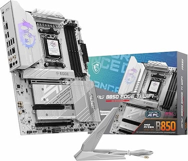 لوحة أم MSI MPG B850 Edge TI WiFi، ATX - تدعم معالجات AMD Ryzen 9000/8000/7000، وحدة تنظيم الجهد AM5-80A SPS VRM، ذاكرة DDR5 معززة (8400+ ميجا نقلة/ثانية مع كسر السرعة)، PCIe 5.0 x16، M.2 Gen5، Wi-Fi