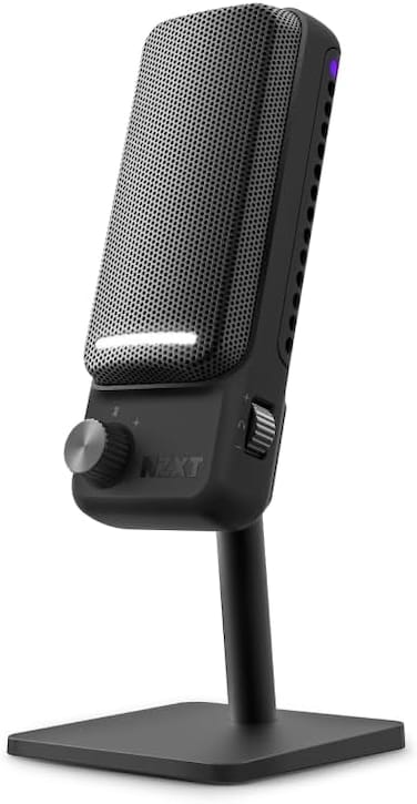 ميكروفون NZXT Capsule Elite المكثف USB للألعاب والبث المباشر والبودكاست والتسجيل - صوت بجودة الاستوديو - تصميم متعدد الأوضاع - برنامج DTS - إضاءة RGB - أسود