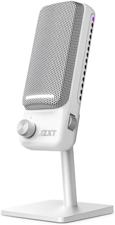 ميكروفون NZXT Capsule Elite المكثف USB للألعاب والبث المباشر والبودكاست والتسجيل - صوت بجودة الاستوديو - تصميم متعدد الأوضاع - برنامج DTS - إضاءة RGB - أبيض