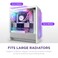 NZXT H5 Flow RGB 2024 - علبة كمبيوتر ألعاب ATX متوسطة الحجم - تدفق هواء عالٍ - تتضمن وحدة إضاءة RGB F360 (CV) - تدعم مشعات تبريد أمامية 360 مم وعلوية 240 مم - نظام إدارة الكابلات - زجاج مقوى - أبيض