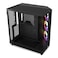 علبة NZXT H6 Flow RGB، طراز CC-H61FB-R1، علبة كمبيوتر مدمجة ثنائية الحجرات متوسطة الحجم، مزودة بنظام تهوية، تتضمن 3 مراوح RGB مقاس 120 مم، وألواح زجاجية بانورامية، وألواح تهوية عالية الأداء