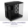 علبة NZXT H6 Flow RGB، طراز CC-H61FB-R1، علبة كمبيوتر مدمجة ثنائية الحجرات متوسطة الحجم، مزودة بنظام تهوية، تتضمن 3 مراوح RGB مقاس 120 مم، وألواح زجاجية بانورامية، وألواح تهوية عالية الأداء