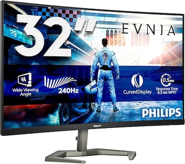 شاشة ألعاب فيليبس 32M1C5200W، مقاس 31.5 بوصة، منحنية، دقة 1920×1080، FHD، معدل تحديث 240 هرتز، لوحة VA، زمن استجابة 0.5 مللي ثانية MPRT، (منفذان HDMI 2.0، منفذ DisplayPort 1.2)، تدعم Adaptive Sync
