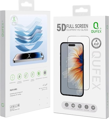 واقي شاشة زجاجي شفاف من QUFEX لهاتف (آيفون 16 برو)