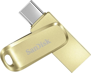 محرك أقراص SanDisk Ultra Dual Drive Luxe بسعة 256 جيجابايت بمنفذ USB Type-C - SDDDC4-256G-G46GD، ذهبي