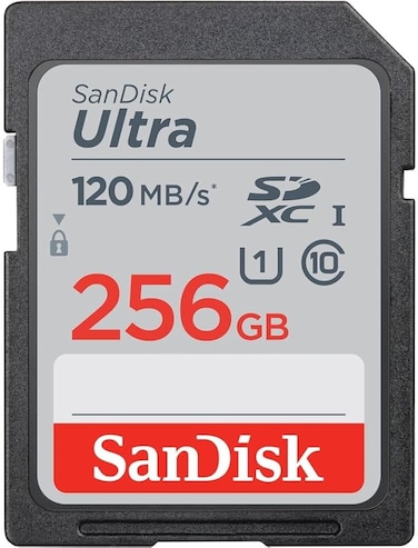 بطاقة ذاكرة SanDisk Ultra SDXC UHS-I بسعة 256 جيجابايت - سرعة تصل إلى 150 ميجابايت/ثانية، فئة C10، U1، دقة Full HD، بطاقة SD - SDSDUNC-256G-GN6IN