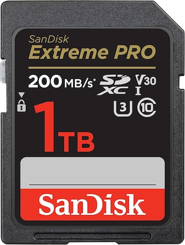 بطاقة ذاكرة SanDisk Extreme Pro SDXC UHS-I بسعة 1 تيرابايت - C10، U3، V30، 4K UHD، بطاقة SD - SDSDXXD-1T00-GN4IN، رمادي داكن/أسود
