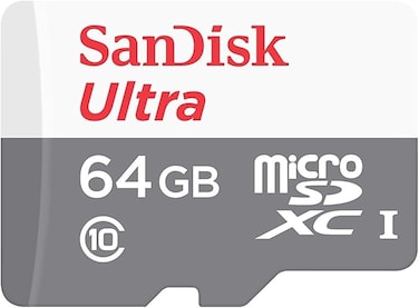 بطاقة ذاكرة SanDisk Ultra SDSQUNS-064G-GN3MN بسعة 64 جيجابايت وسرعة نقل بيانات 80 ميجابايت/ثانية، من فئة UHS-I 10 microSDXC