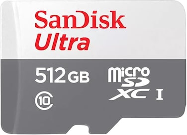 بطاقة ذاكرة SanDisk Ultra microSDXC UHS 1 بسعة 512 جيجابايت وسرعة 100 ميجابايت/ثانية، لون رمادي -SDSQUNR-512G-GN3MN، رمادي