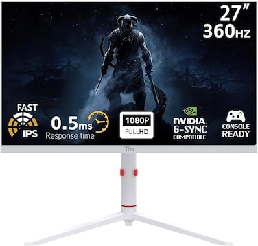 شاشة ألعاب Twisted Minds TMA27FHD360IPS مقاس 27 بوصة بدقة FHD، لوحة IPS سريعة بتردد 360 هرتز، زمن استجابة 0.5 مللي ثانية، تدعم HDR400، تقنية FreeSync، منافذ HDMI 2.1 و DP 1.4، حامل قابل للتعديل