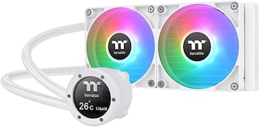 مبرد Thermaltake TH240 V2 Ultra ARGB Sync/AlO سائل/مروحة ARGB مقاس 120 × 2/PWM 500~1500 دورة في الدقيقة/كتلة تبريد مائي/شاشة LCD مقاس 2.1 بوصة/أبيض، CL-W404-PL12SW-A