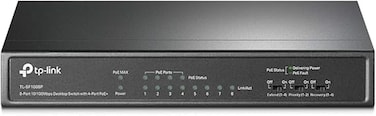 مفتاح TP-Link POE ذو 8 منافذ بسرعة 100 ميجابت في الثانية، 4 منافذ POE بقدرة تصل إلى 15.4 واط لكل منفذ و57 واط لجميع منافذ POE، هيكل معدني، سهل الاستخدام، مثالي لأنظمة المراقبة عبر بروتوكول الإنترنت