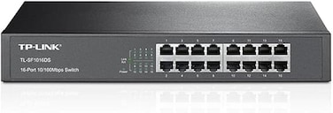 محول إيثرنت سريع TP-Link ذو 16 منفذ بسرعة 10/100 ميجابت في الثانية، التوصيل والتشغيل، سطح المكتب/التركيب في الرف، معدن متين مع منافذ محمية، بدون مروحة، حماية محدودة مدى الحياة، غير مُدار (TL-SF1016DS)