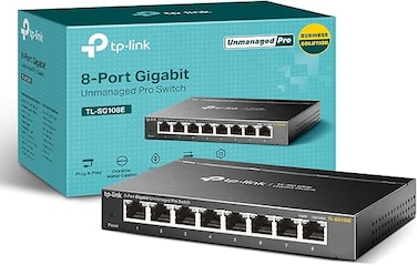 TP-Link 8 Port Gigabit Switch, Easy Smart Managed, Plug &amp; Play, Limited LifeTime Protection, Desktop/Wall-Mount, Sturdy Metal w/Shielded Ports, Support QoS, Vlan, IGMP And LAG (TL-SG108E)