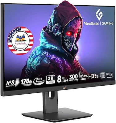 شاشة ألعاب ViewSonic VX2758A-2K-PRO مقاس 27 بوصة مسطحة بدقة QHD بتقنية IPS، بدون إطار، زمن استجابة 1 مللي ثانية، تقنية MPRT، معدل تحديث 170 هرتز، منفذي HDMI، منفذ DisplayPort، تقنية HDR10