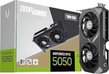 بطاقة رسومات ZOTAC Gaming RTX 5050 Twin Edge بسعة 8 جيجابايت من نوع GDDR6، تدعم تقنية Reflex 2 و RTX AI و DLSS4