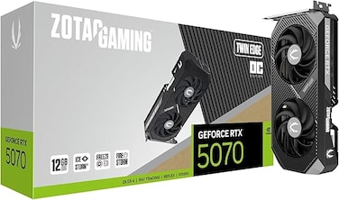 بطاقة رسومات ZOTAC Gaming GeForce RTX 5070 Twin Edge OC بسعة 12 جيجابايت من نوع GDDR7، موديل ZT-B50700H-10P VD9204