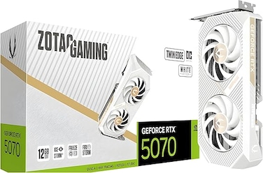 بطاقة رسومات ZOTAC Gaming GeForce RTX 5070 Twin Edge OC - أبيض، 12 جيجابايت، DLSS 4، GDDR7، 192 بت، تبريد متطور IceStorm 2.0، ZT-B50700Q-10P