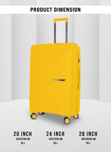 Luggage Sets 3 Piece With Trolley Set With Lightweight Polypropylene Shell 8 Spinner Wheels For Travel Yellow