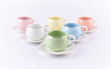 12-Piece Ceramic Tea Cups And Saucer Set With Stand