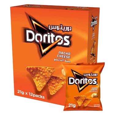 Doritos Nacho Cheese Tortilla Chips, 21g x 12