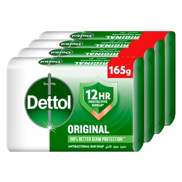 Dettol Original Bar Soap, Pine Scent, 165g x 4