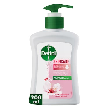 Dettol Skincare Liquid Handwash Pump, Rose &amp; Sakura Blossom Scent, 200ml