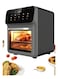 1350W air fryer with a 12L capacity, large transparent window, smart touch screen with 18 presets and interior light