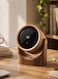 A smart, portable desk fan with 3 speeds, a luxurious modern design, a rechargeable battery, an LED digital display, and an elegant wooden base with adjustable angle.