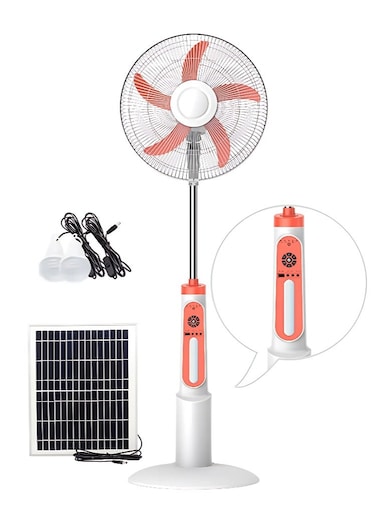 Fan 16 Inch Multifunctional Solar Powered Rechargeable Electric with 5 Blades