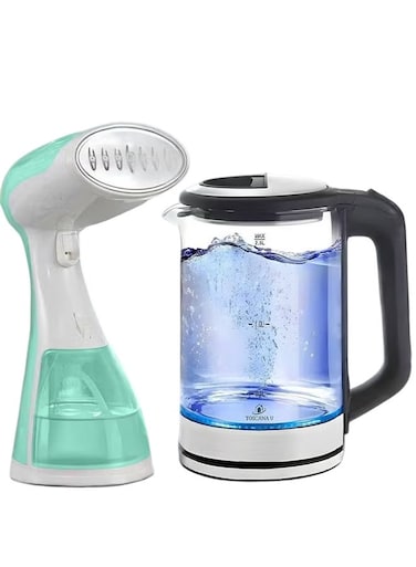 2 in 1 Set of 1500W 300ml Clothes Steamer and 2.5L 1500W Electric Kettle