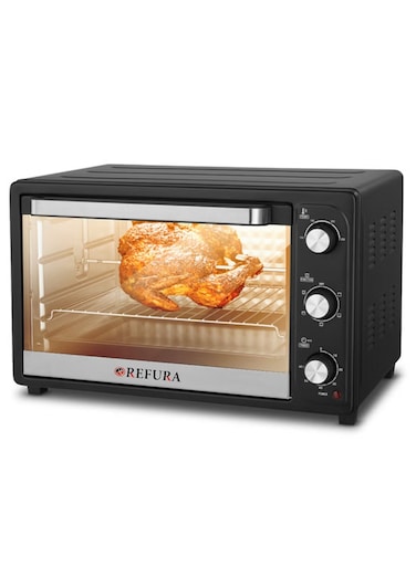 Electric Oven 45L   1800W   Rotisserie Function   Adjustable Temp 100&ndash;250&deg;C   6 Heating Stages   60-Min Timer   Stainless Steel RE-8545