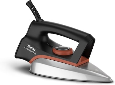 Tefal Dry Iron, Classical Plus, 1200W, Fast Heat-Up, Easy-Gliding Soleplate, Lightweight, Temperature Control, FS3110M0, Black &amp; Terracotta