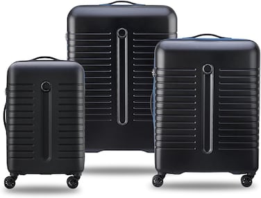 Delsey Iroise 55+65+76 Cm 4 Double Wheel 3 Piece Trolley Set - Black