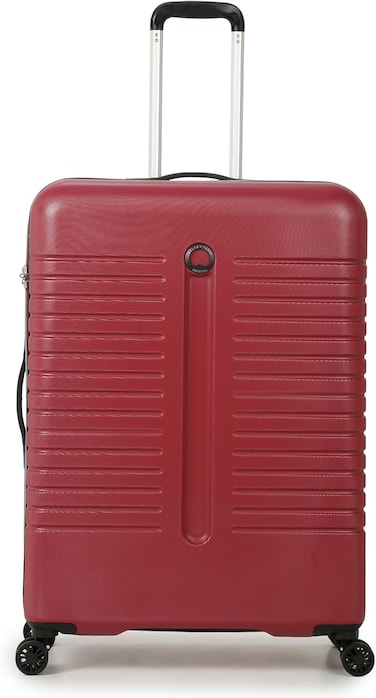 DELSEY PARIS Iroise 76 Cms Large Check-in Abs/Polycarbonate Blend Hard Sided 4 Wheels 360 Degree Rotation Luggage/Speed_Wheel Suitcase/Trolley Bag (Red)