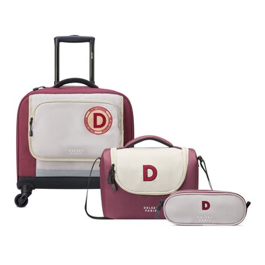 حقيبة مدرسية بعجلات من دلسي اكاديمي مكونة من 3 قطع + مقلمة + مجموعة حقيبة غداء