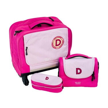 حقيبة مدرسية بعجلات من دلسي اكاديمي مكونة من 3 قطع + مقلمة + مجموعة حقيبة غداء
