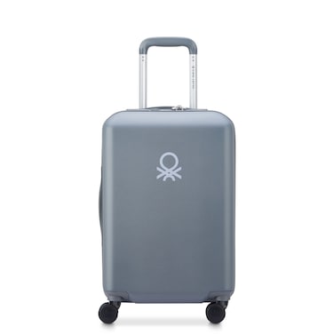 United Colors of Benetton Hardside 4-Double Wheel Luggage Trolley Cabin Suitcase 55cm Acier