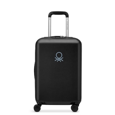 United Colors of Benetton Hardside 4-Double Wheel Luggage Trolley Cabin Suitcase 55cm Noir