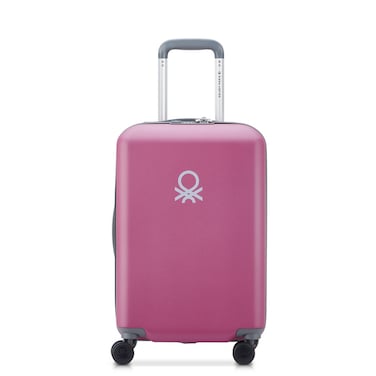 United Colors of Benetton Hardside 4-Double Wheel Luggage Trolley Cabin Suitcase 55cm Rose